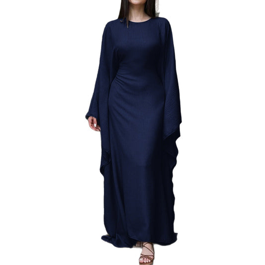 Temperament Pure Color Long Sleeve Dress Women