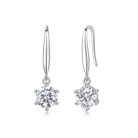 Jumping Wind - Earrings Set With 1-carat Top-quality Moissanite S925 Silver And Platinum-plated Stud Earrings, A Fashionable And Trendy Accessory That Can Be Tested With A Diamond Pen