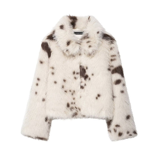 Artificial Fur Animal Pattern Coat For Women
