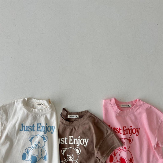 Three-color Infant Toddler Cartoon Bear Top Short-sleeved Casual T-shirt