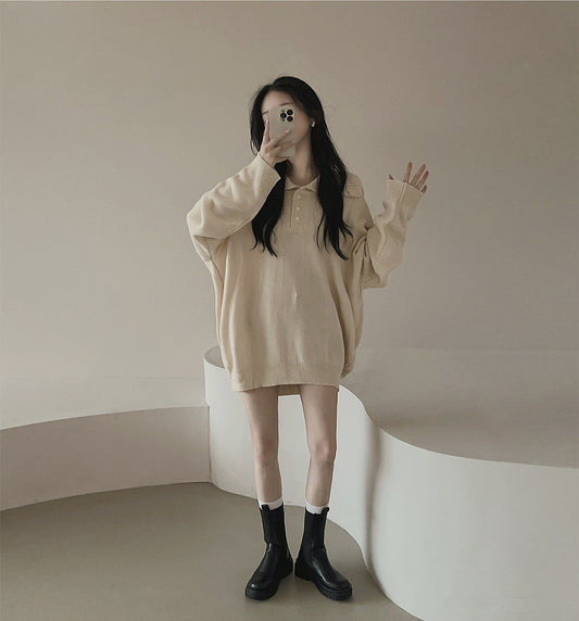 Thickened Sweater Single-breasted Woolen Skirt