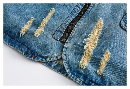 Washed Gradient Denim Jacket Men's And Women's Coats