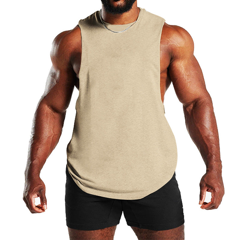 New Fitness Wide Shoulder Vest Men's Solid Color Sports Casual