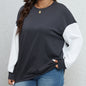Comfortable Casual And Versatile Plus Size Contrast Color Sweatshirt