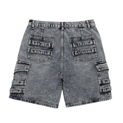 Heavy Duty Patchwork Denim Shorts For Men