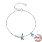 Sterling Silver White Gold Plated Dripping Zircon Dragonfly Bracelet