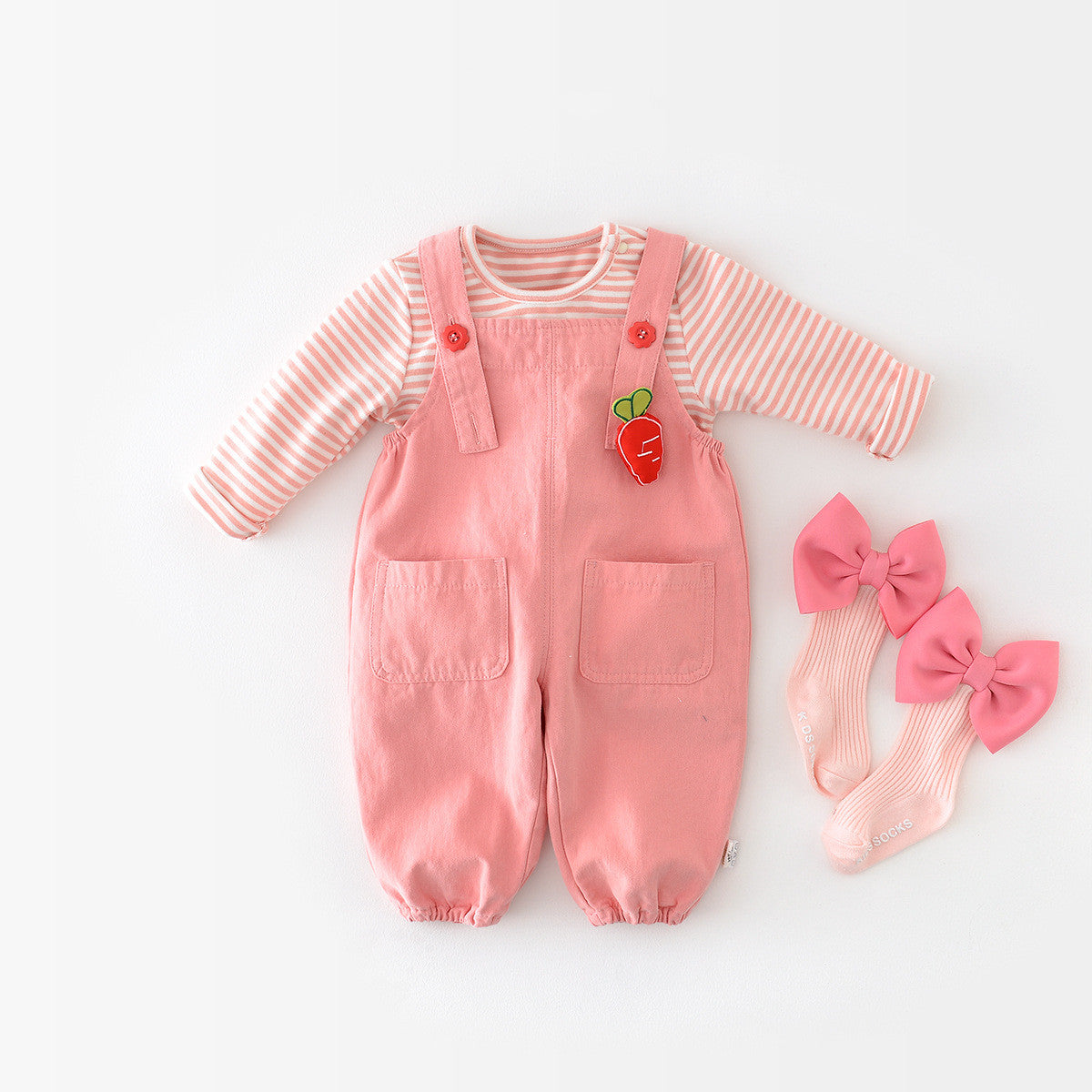 Baby Cotton Suspender Pants Spring New Baby Girl Cartoon Rabbit Ear Pants