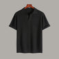 Men's Ribbed Solid Color Simple Flip Collar Sport Short Sleeve