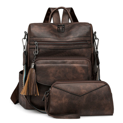 Retro Versatile Women's Backpack With Two-tone Fringe