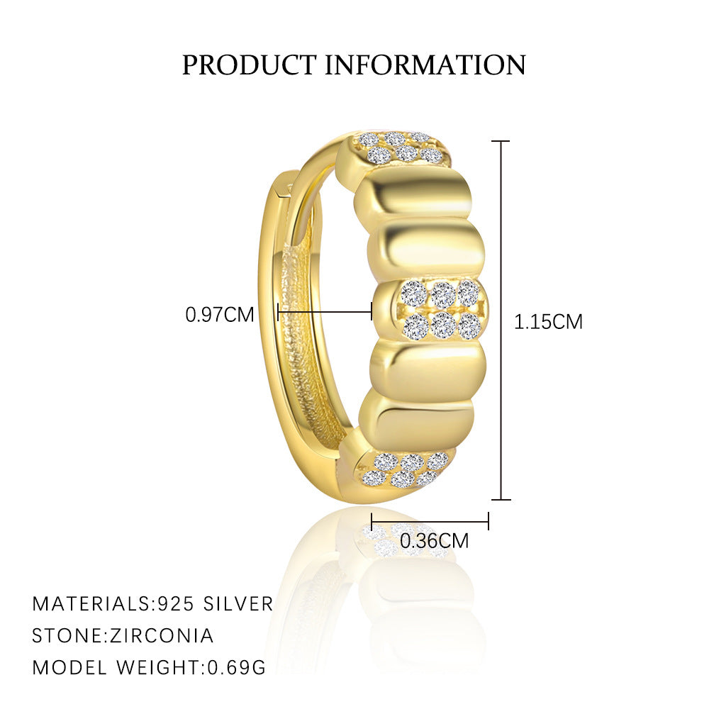 S925 Sterling Silver Light Luxury Rhinestone Earrings