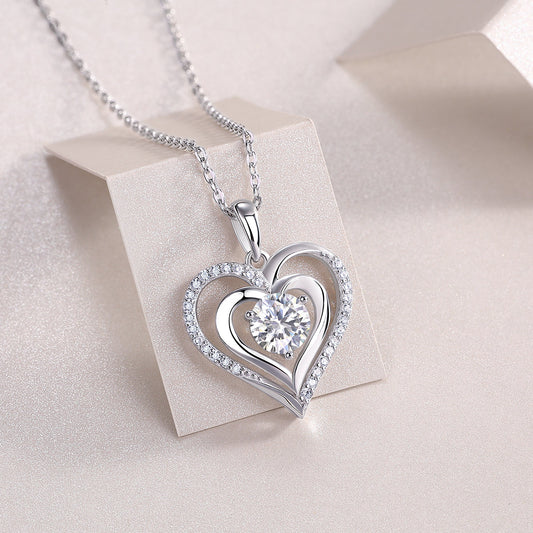 Telepathy - Top-quality Moissanite Fashionable Light Luxury Jewelry Pendant Necklace S925 Silver Plated Platinum.