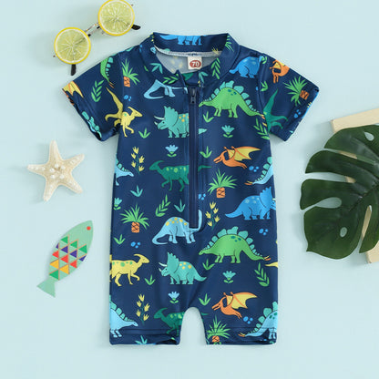 Short Sleeve One-piece Boy Swimsuit