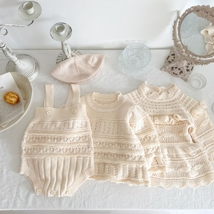 Vintage-inspired Knitted Romper Bodysuit