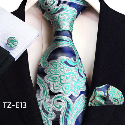 Paisley Tie Square Scarf Pocket Square Cufflinks Three-piece Set
