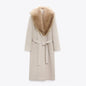 Fur Collar Long Woolen Coat Women
