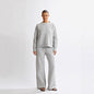Round-neck Backless Knit Sweater Long Sleeve Pants Set For Women