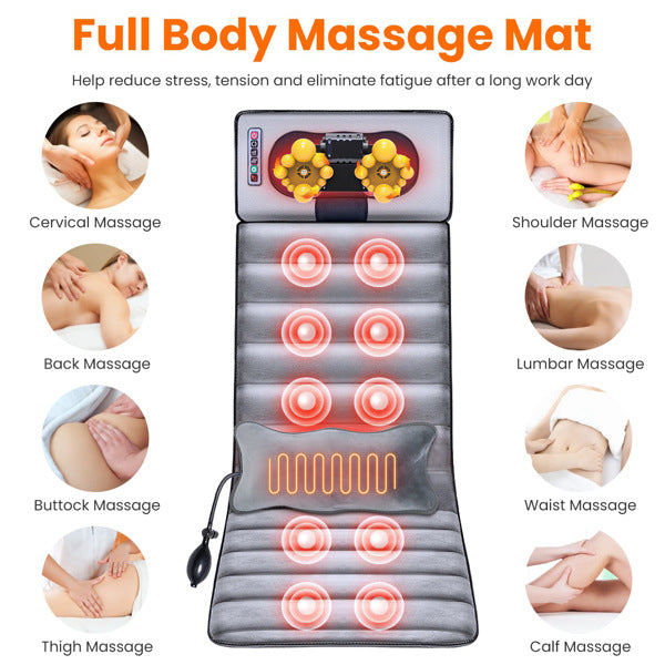 Full Body Electric Massage Cushion, Back Massage Mattress Chair Cushion With Neck Massage Pillow,With 10 Types Of Vibrating Motor Timers
