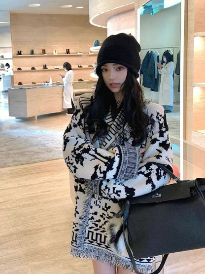 Knitted Cardigan Slouchy Sweater Female