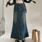 New High Waist Retro Water Blue Denim Skirt For Women