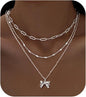 Layered Clip Necklace Electroplated Circle