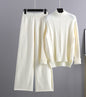High-end Mock Neck Sweater Wide-leg Pants Suit Women
