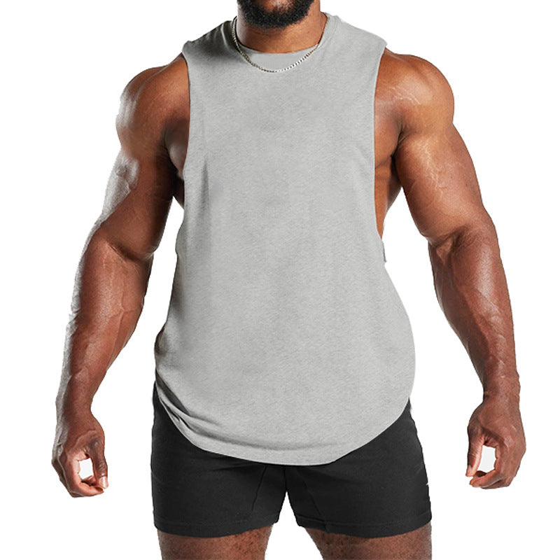 New Fitness Wide Shoulder Vest Men's Solid Color Sports Casual