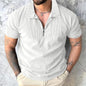 Solid Color Short Sleeve Men's Zipper Polo Shirt