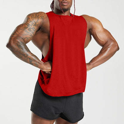 New Fitness Wide Shoulder Vest Men's Solid Color Sports Casual