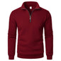 Men's Stand Collar Half Zip Casual Solid Color Long Sleeve