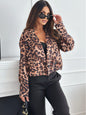 Long Sleeve Short Leopard Print Blazer For Women