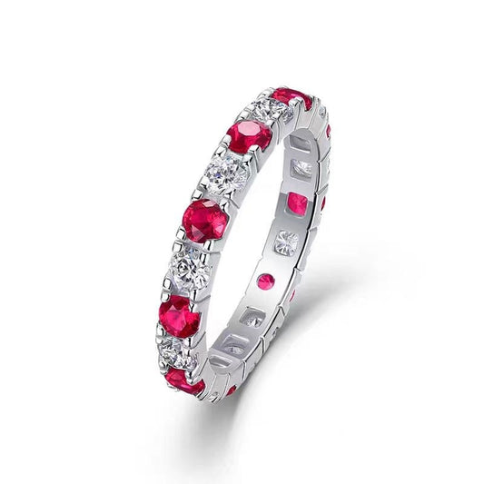 Stylish High-end Couples Ring With A Single Row Of 4mm Main Stones