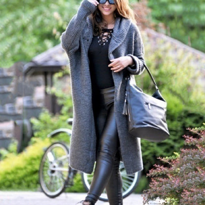 Medium Length Sweater Hooded Cardigan Women's Sweater