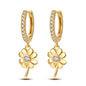 White Copper Plated 925 Silver New Butterfly Round And Square K Gold Earrings