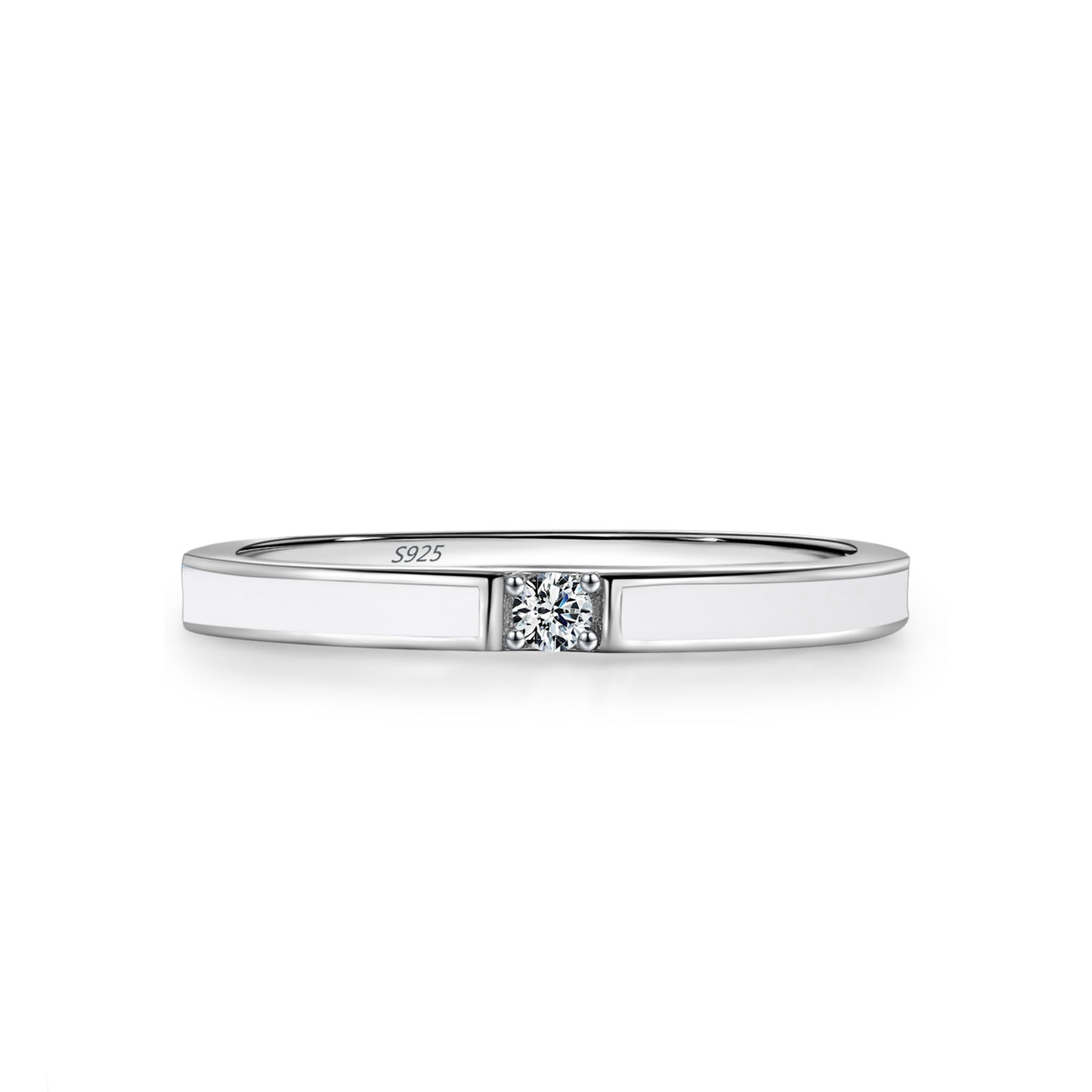 Korean Style S925 Sterling Silver Ultra-fine Single Diamond Zircon Ring