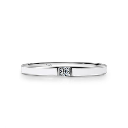 Korean Style S925 Sterling Silver Ultra-fine Single Diamond Zircon Ring
