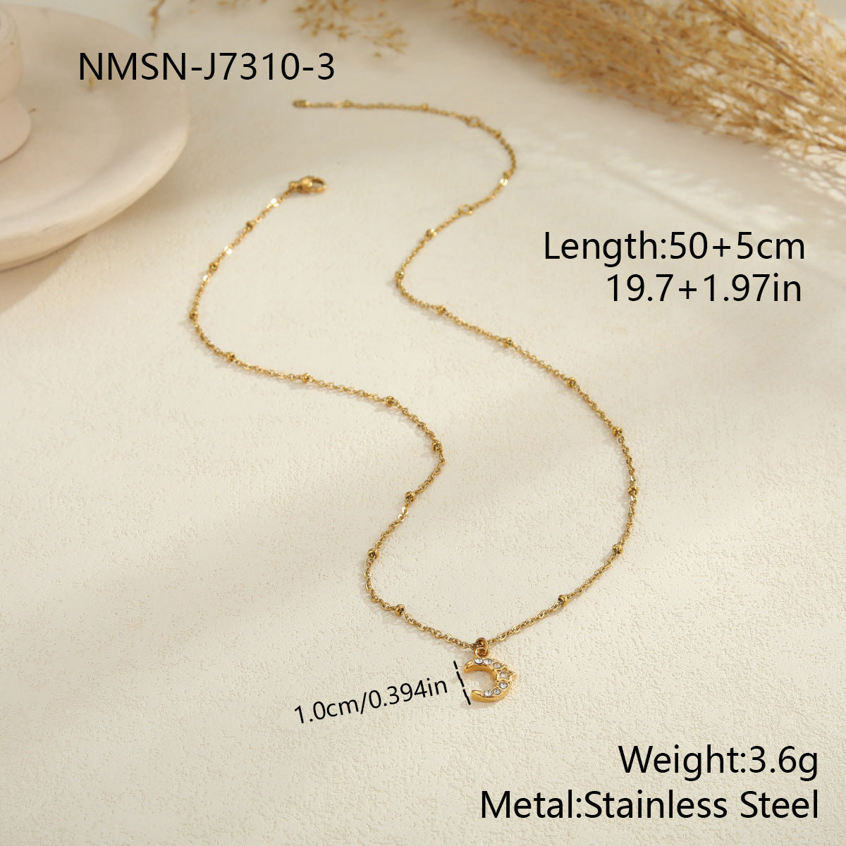 Star Moon Pendant Stainless Steel Necklace Neck Accessories
