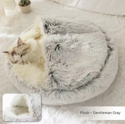 .Pet Bedding 2 In 1 Dog And Cat Bed Pet Winter Bed Round Plush Warm Bed House Soft Long Plush Pets Bed Pet Products