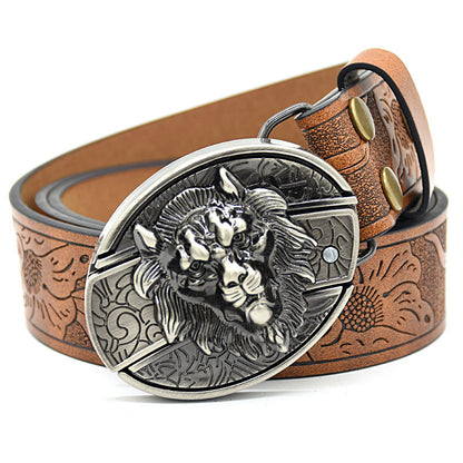 Personality Student Trendy Printing Engraving Smooth Buckle Knife Embossing Belt
