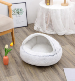 .Pet Bedding 2 In 1 Dog And Cat Bed Pet Winter Bed Round Plush Warm Bed House Soft Long Plush Pets Bed Pet Products