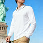 Men's Casual Jacquard Polo Shirt Quick-dry Breathable Long Sleeve