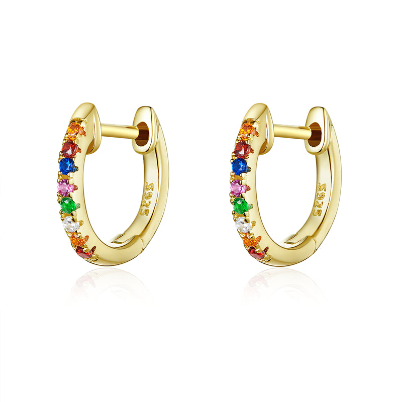 Real gold earrings with zircon single row diamond earrings