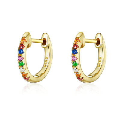 Real gold earrings with zircon single row diamond earrings