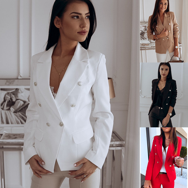 High Quality Blazer Metal Buckle Double Breasted Small Suit