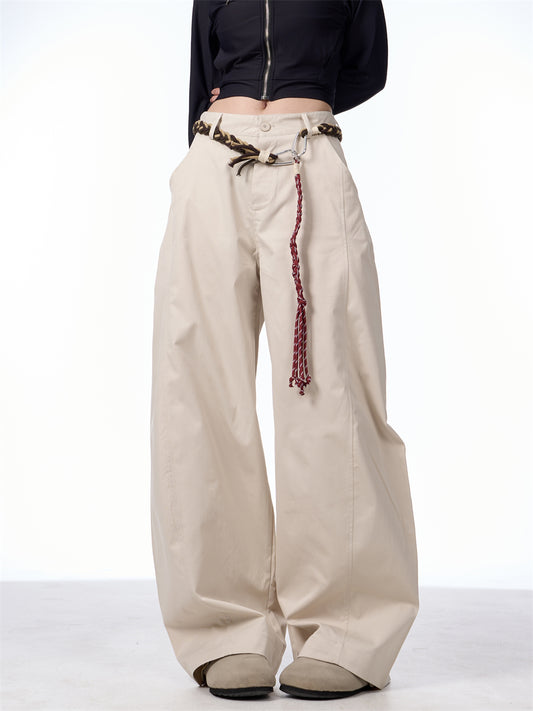 Retro Matchet Pants Casual Pants For Women With Belt