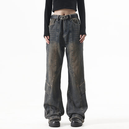 Washed Old Cargo Jeans Men And Women