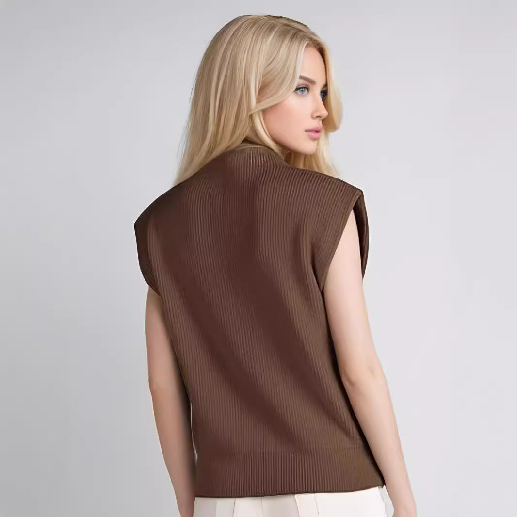 European And American Style Women Turtleneck Vest Sweater