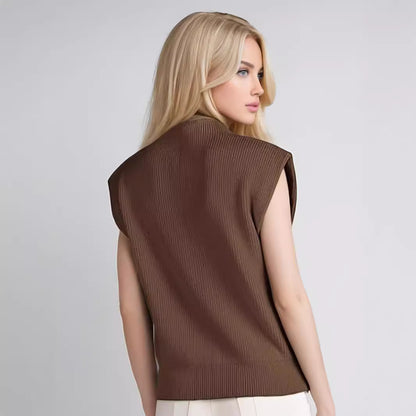 European And American Style Women Turtleneck Vest Sweater