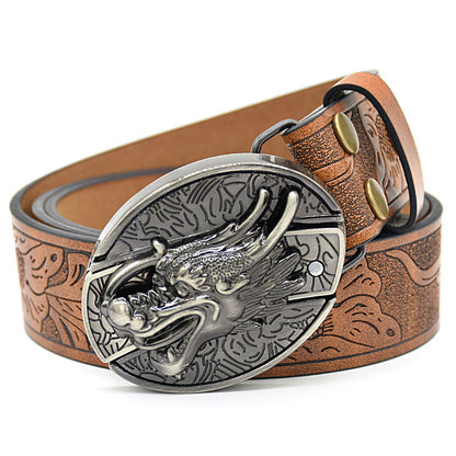Personality Student Trendy Printing Engraving Smooth Buckle Knife Embossing Belt
