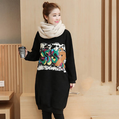 Plus size fashion printing plus velvet base shirt