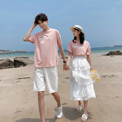 Couples summer short sleeve suit